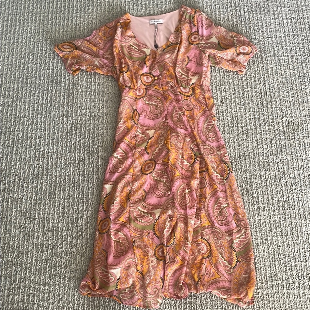BCBGeneration Paisley Print Pink and Orange Dress